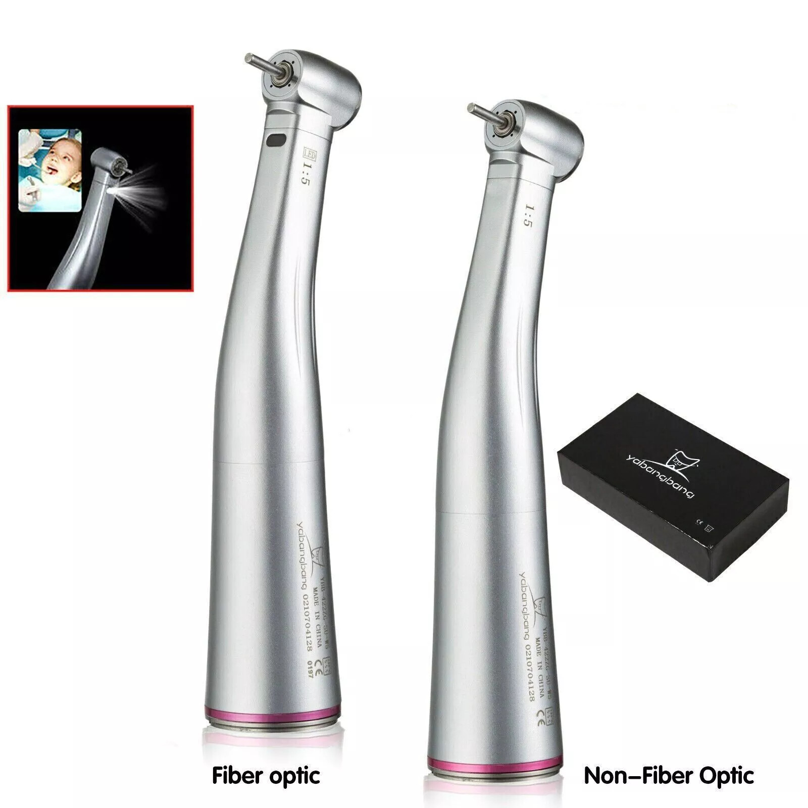 Dental 1:5 Increasing Handpiece Contra Angle LED /No LED fit NSK Electric Motor