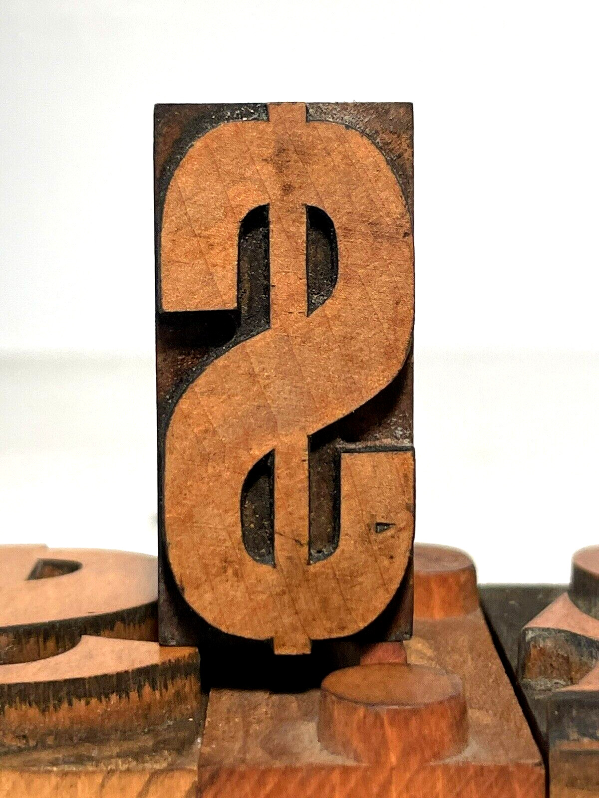 Vintage WOOD $ DOLLAR SIGN $ Letterpress MONEY LETTER PRINT TYPE Printing