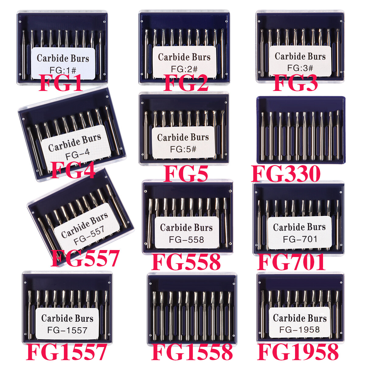 10-100 Pcs Dental FG High Speed Tungsten Steel Carbide Crown Cutting Burs