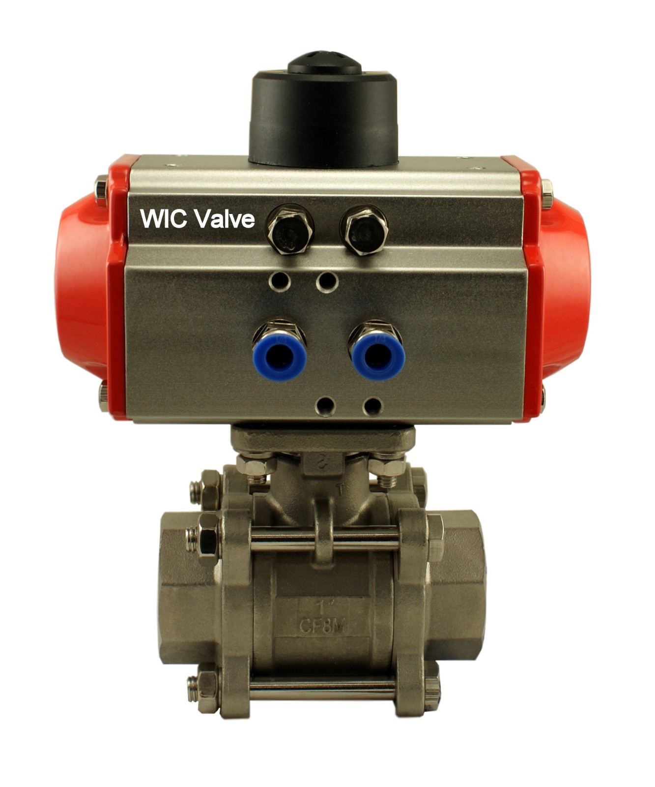 1″ Inch Pneumatic Air Actuated Stainless Ball Valve Double Acting Air Return