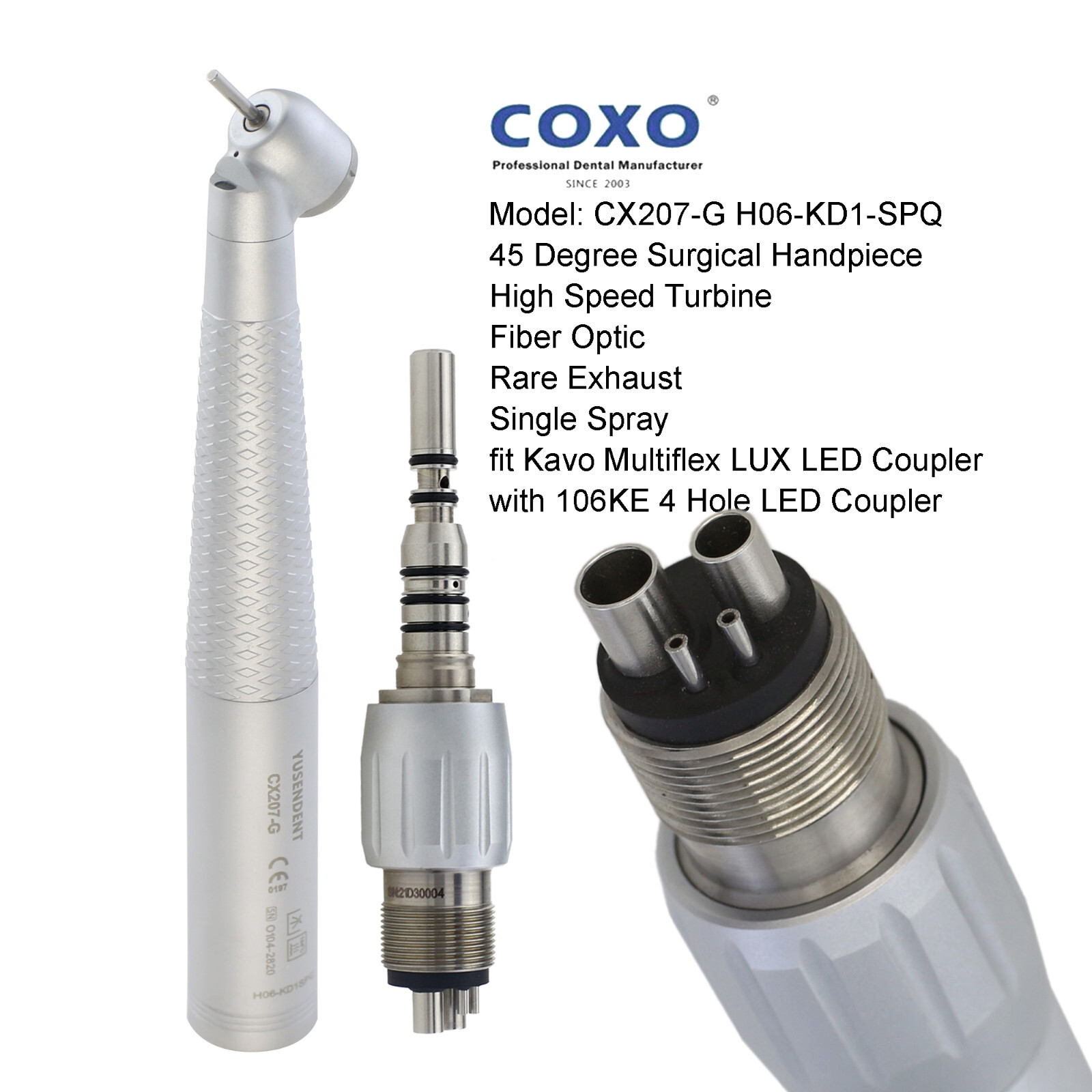 COXO High Speed Surgical Handpiece 45° LED Dental Turbine NSK Kavo Coupler 4 6