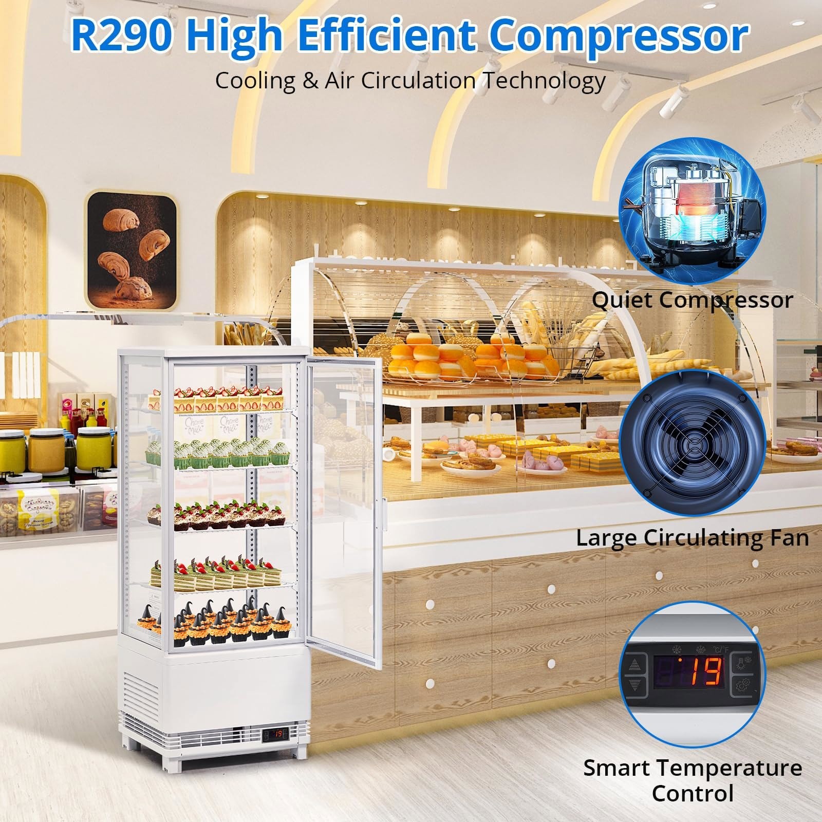 3.5 Cu Ft Commercial Display Fridge Double Glass Door For Outdoor Kitchen White