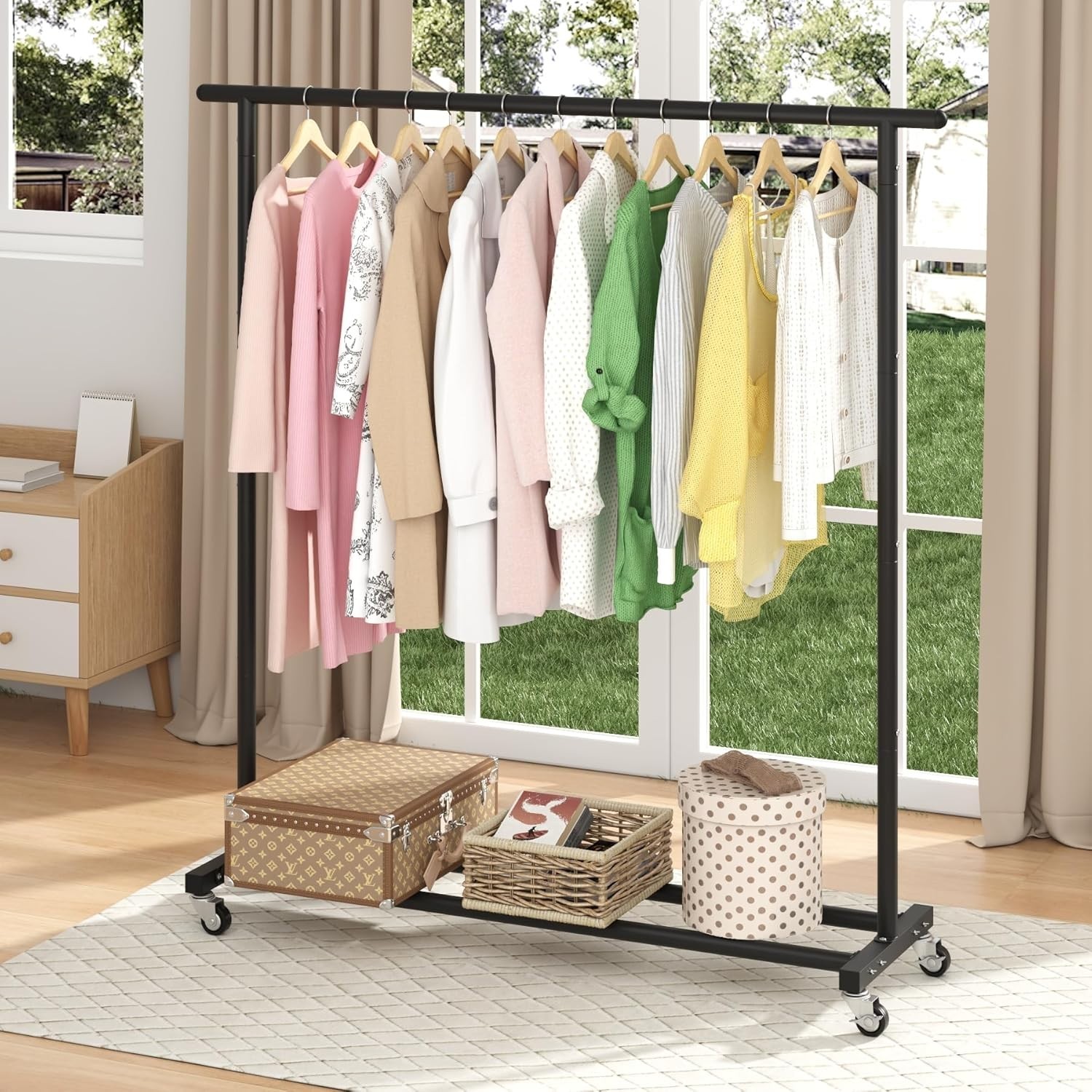 Versatile Metal Garment Organizer with Wheels – Perfect for Home or Retail Use