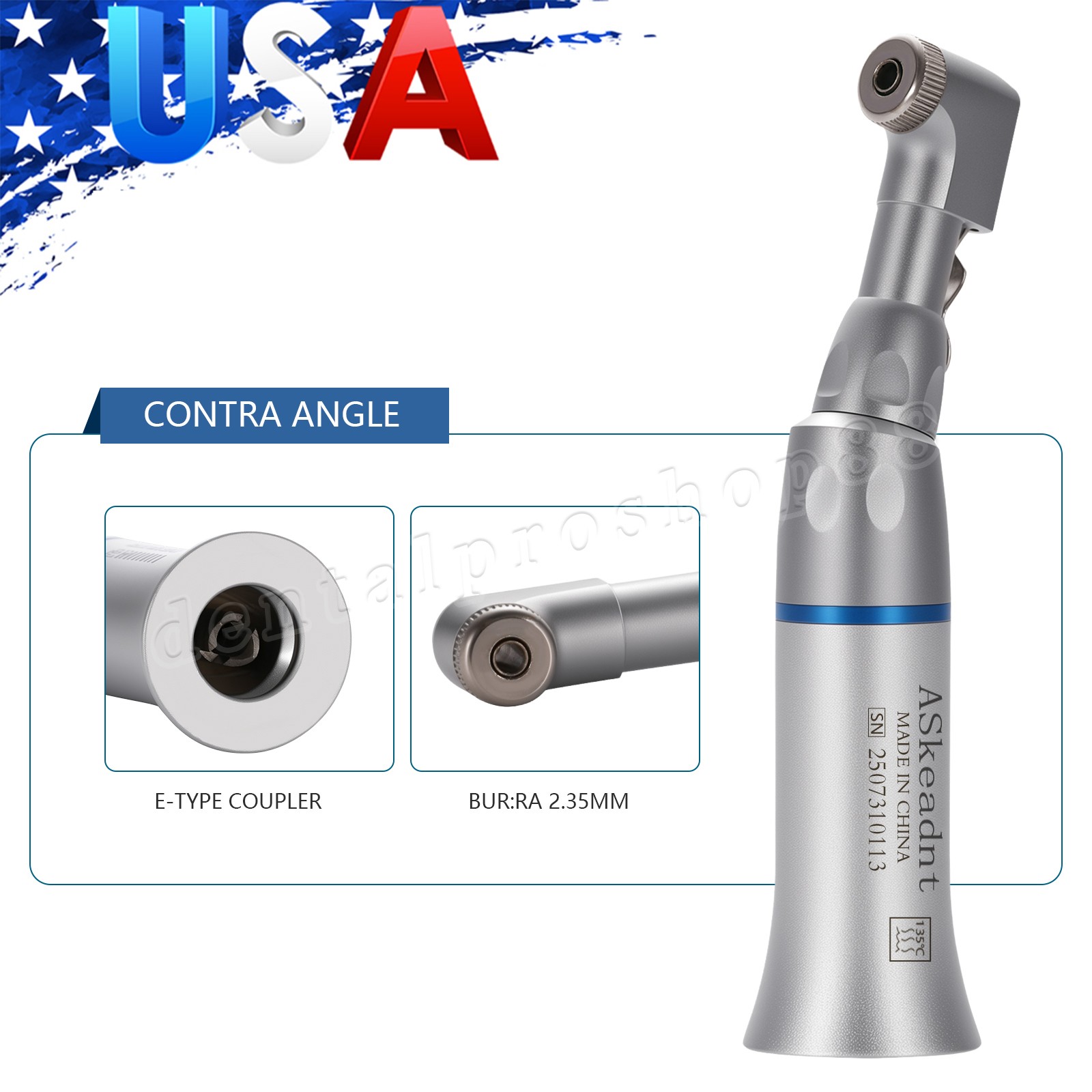 Dental Slow Low Speed Handpiece Autochuck Contra Angle Air Motor NSK Style 2/4H