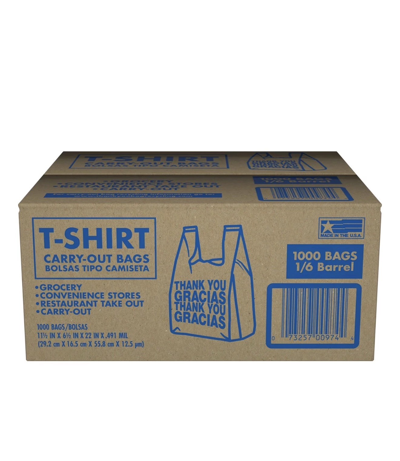 1000 T-Shirt Carry-Out Bags – 11.5″ x 6.5″ x 22″ NEW