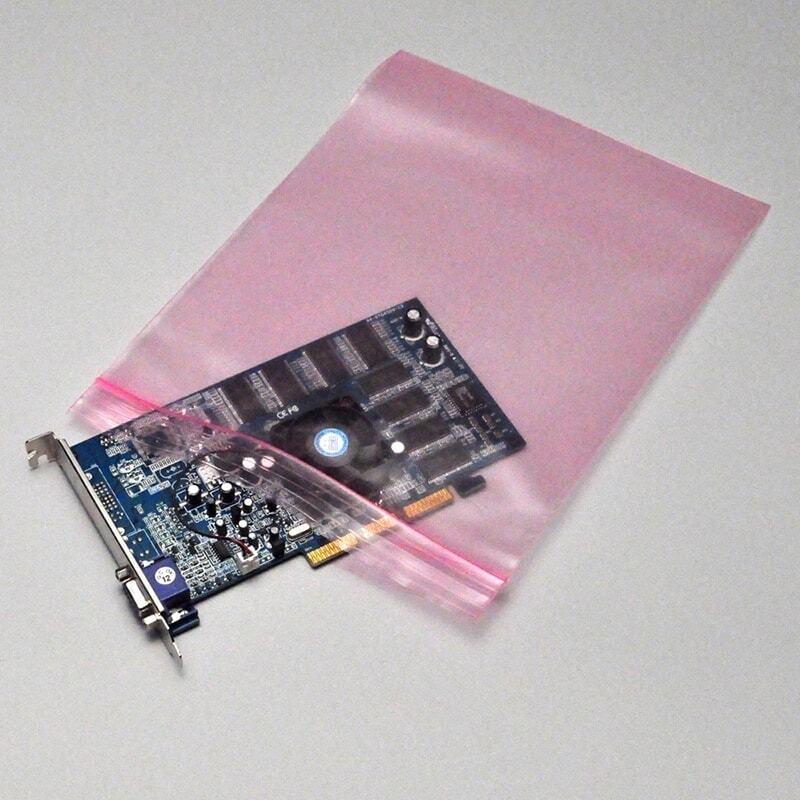 2x,3,5,6,8,9,12″ Anti Static Bag Pink Poly Zip Seal 4Mil Reclosable Lock Top