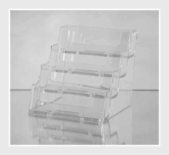 4-Pocket Clear Acrylic “deflect-o” Style Counter-Top Business Card Holder