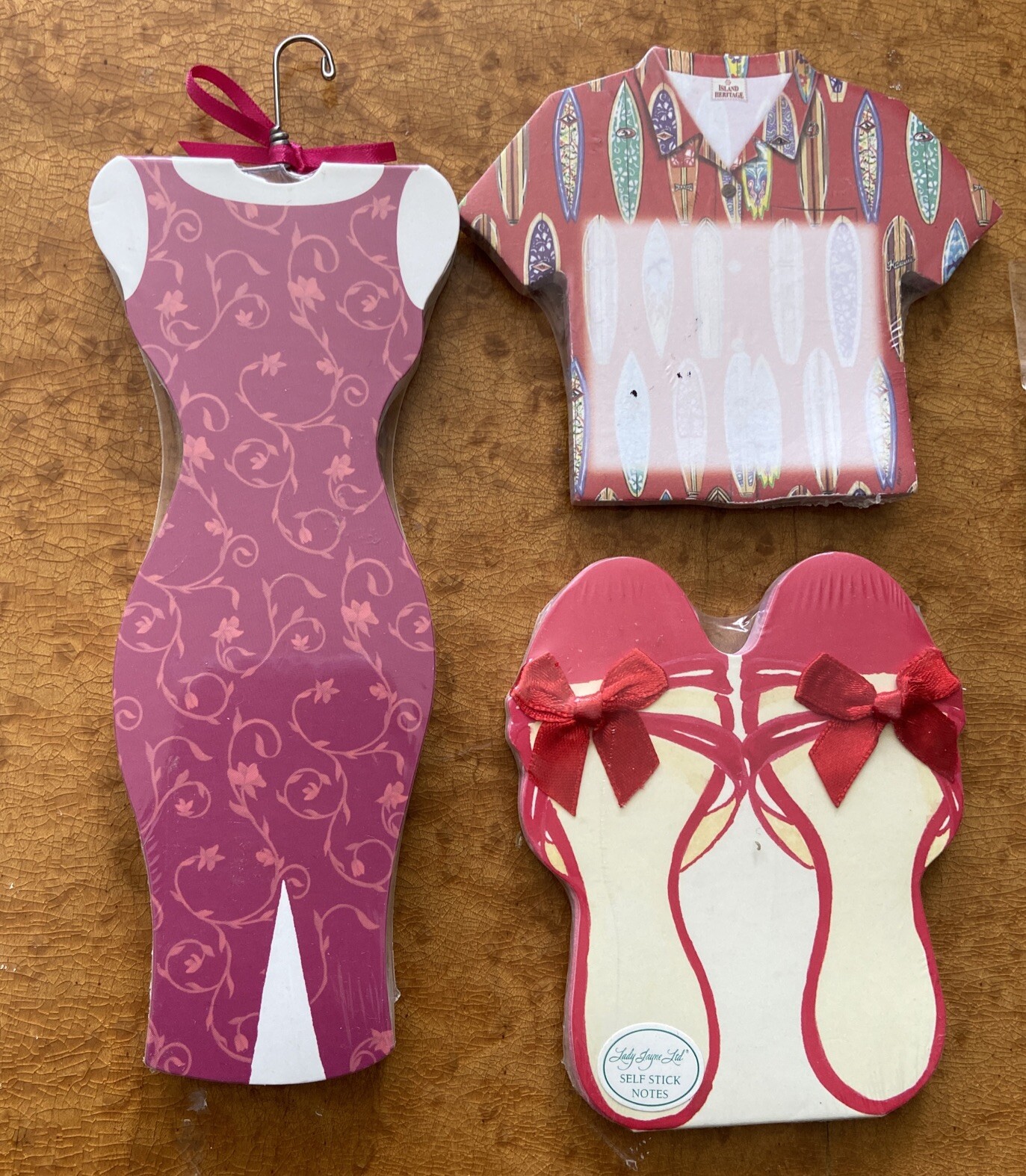 Lot Of 4 New Sticky Self Stick Note Pad Novelty Paper Shoes Aloha Shirt Dress