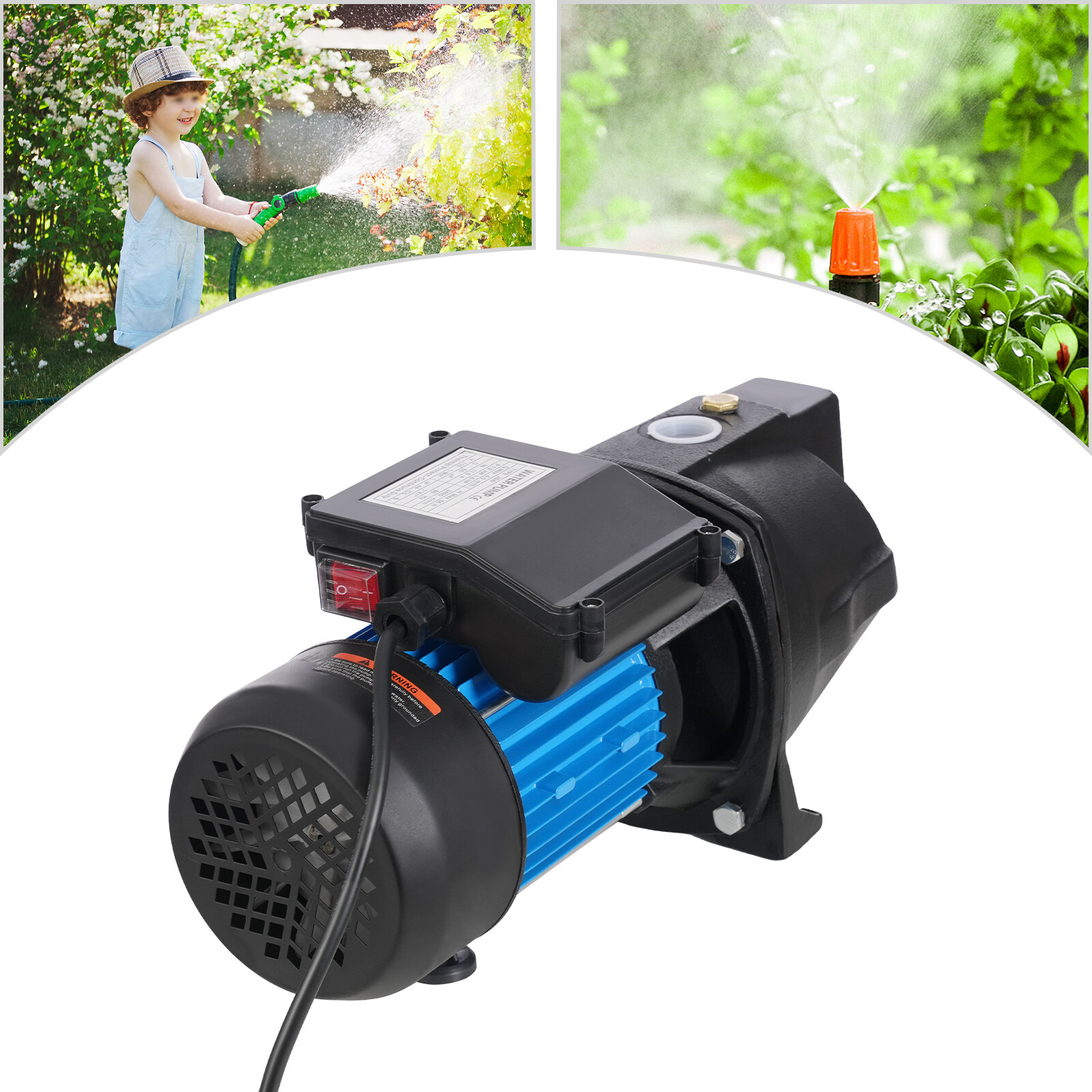 1.6HP Shallow Well Jet Pump, Cast Iron Irrigation Pump for Home Farm Garden Lawn