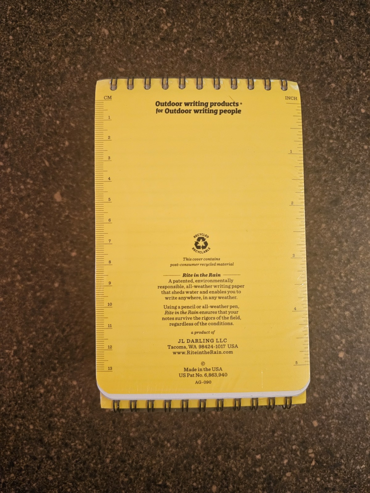 Pack of 12 – Rite In The Rain – 4×6 Yellow Waterproof Notepads – Branded “Bayer”