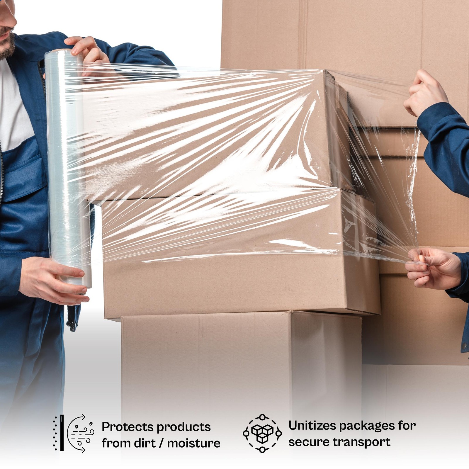 12″ x 1500′ 4 Rolls Pallet Wrap Stretch Film Hand Shrink Wrap 1500FT