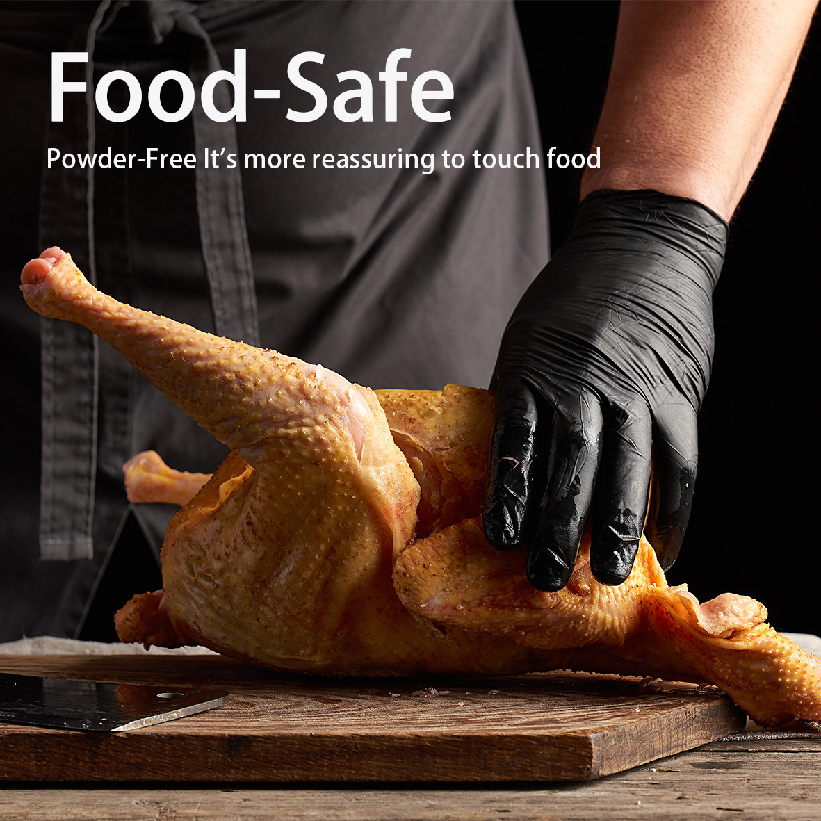 Black Vinyl Gloves Food Grade Gloves Disposable Latex Free Powder Free, 1000PCS