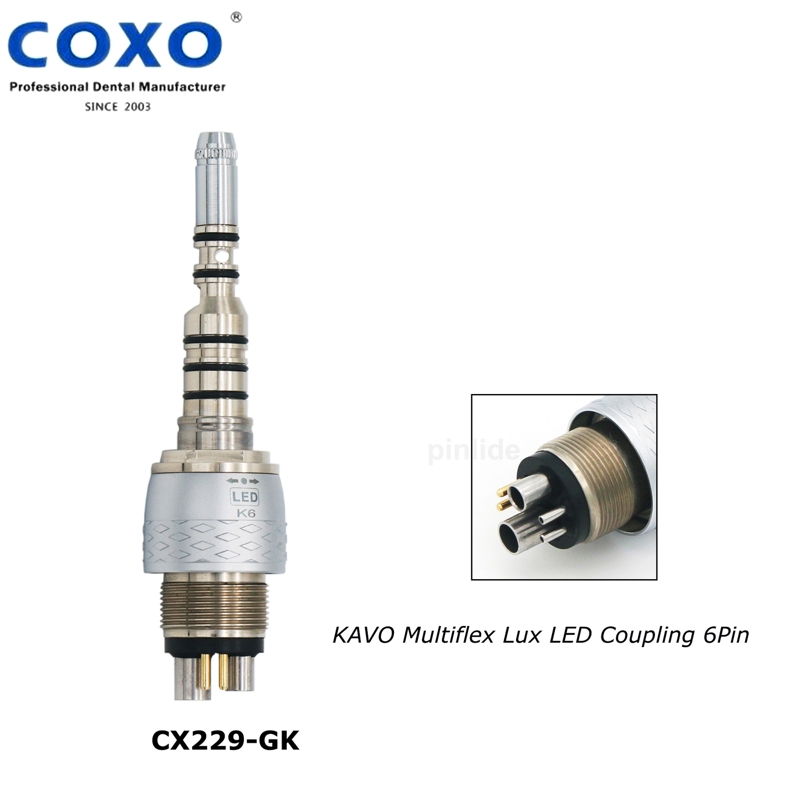 COXO Dental High Speed Fiber Optic LED Handpiece Fit Kavo NSK LED Coupler 6Holes