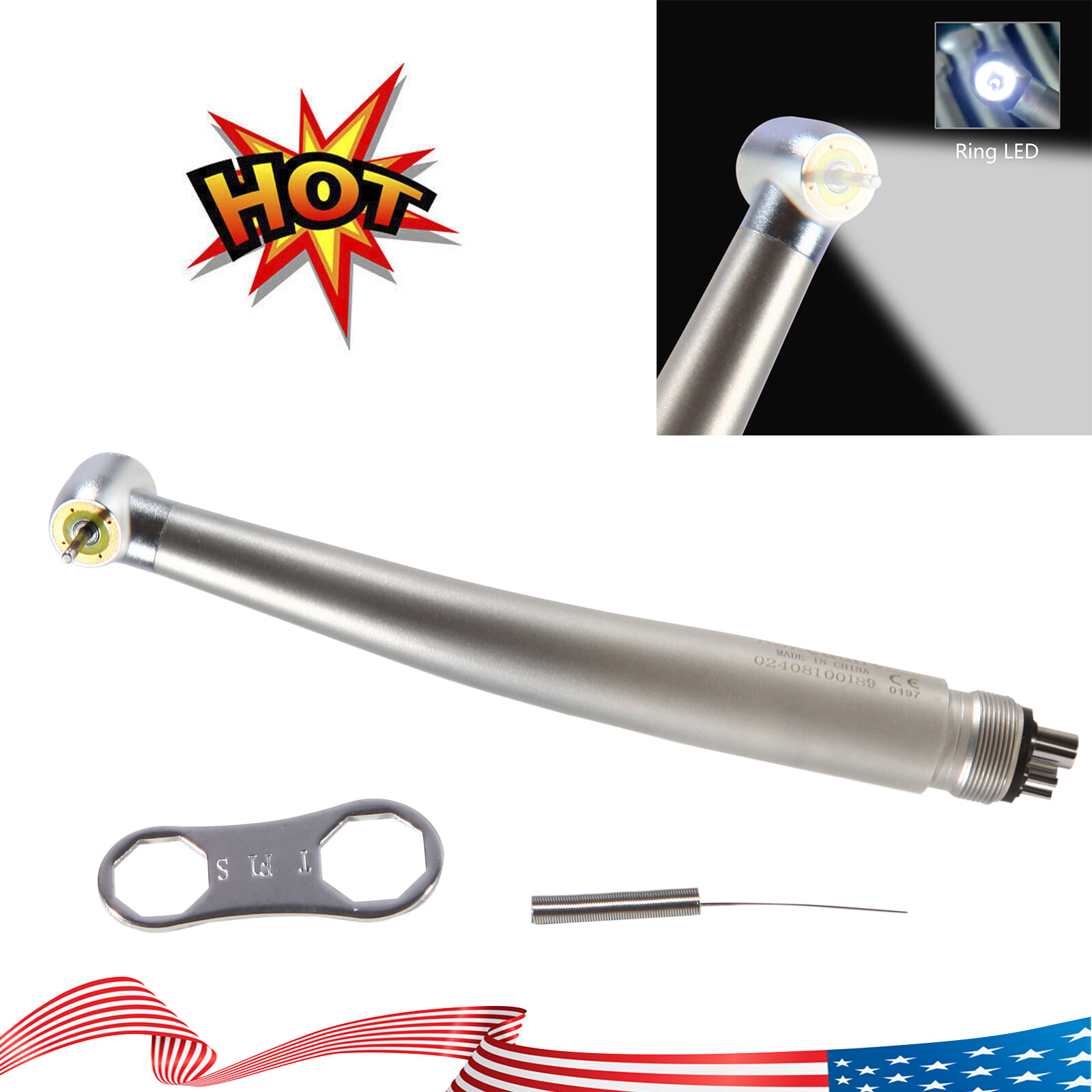 Dental Shadowless Ring LED High Speed Handpiece E-generator 4 Hole Midwest SA