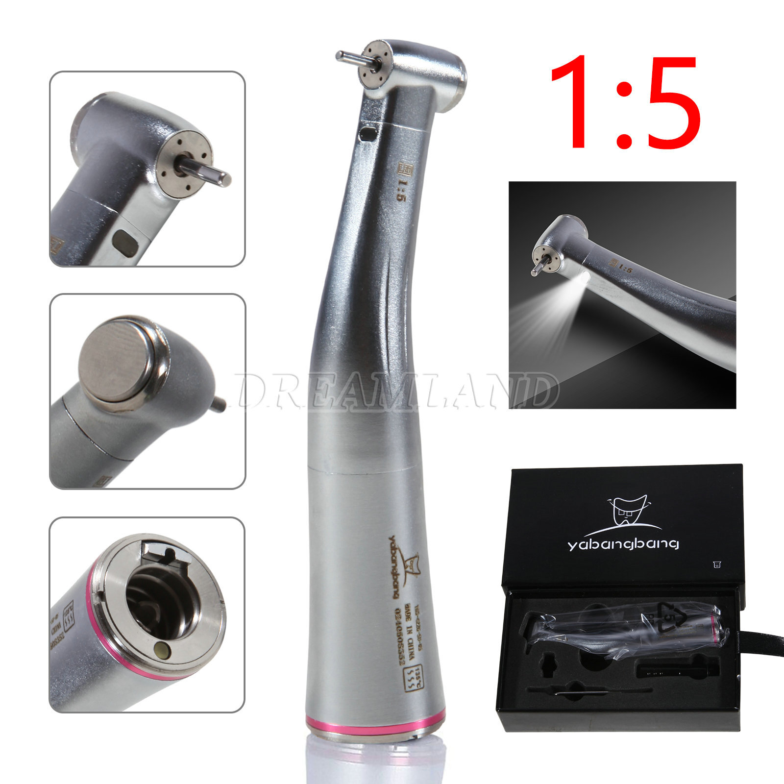 Dental 1:5 LED Fiber Optic Contra Angle Handpiece Electric Fit NSK Ti-MAX X95L