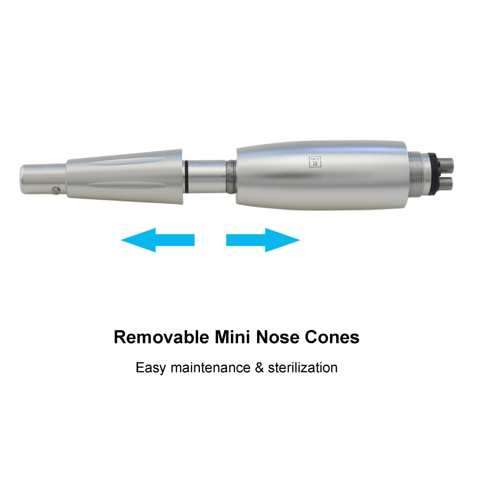 Dental Hygiene Prophy Air Motor Handpiece 3 Nose Cones 4 Holes 360 Degree Swivel