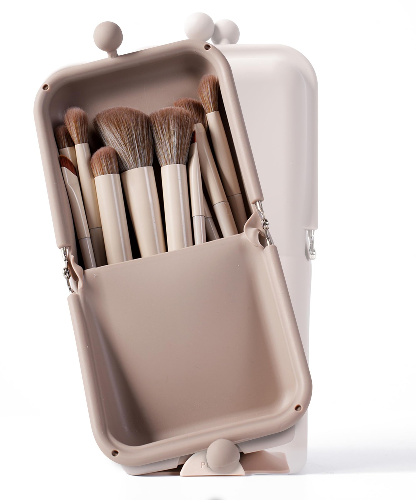 APT 1101 Makeup Brush Holder Travel Cosmetic Bag with Suction Base, Oatmeal