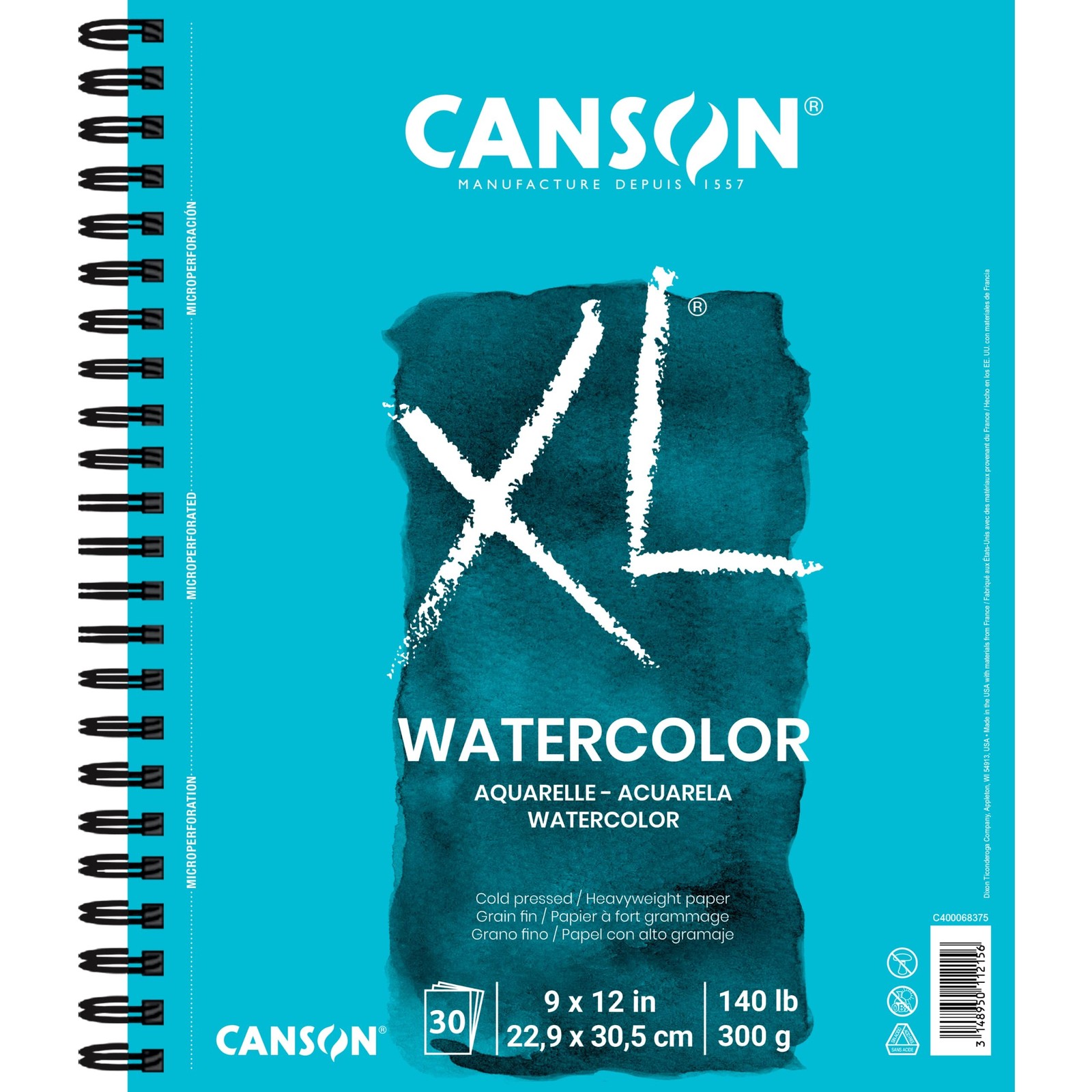 Canson XL Watercolor Pad, 140lb, Wire Bound, 36 Sheets, 9 by 12 Inches 9×12