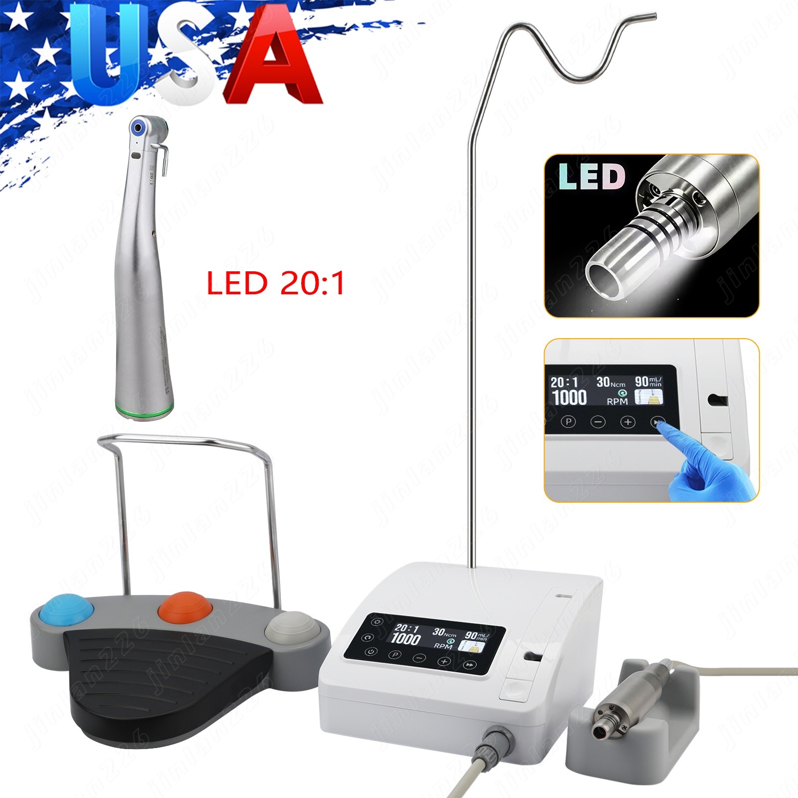 Mini SANDENT PRO Dental Implant Motor System +20:1 LED Contra Angle Handpiece