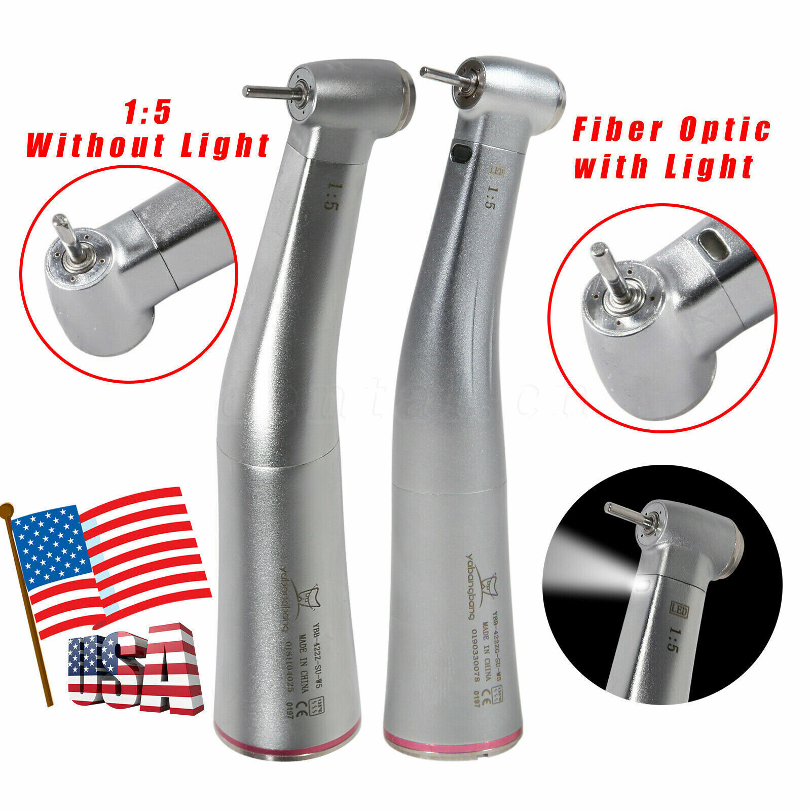 Ti-MAX Dental 1:5 (Fiber Optic) Contra Angle Low Speed Handpiece For NSK X95L