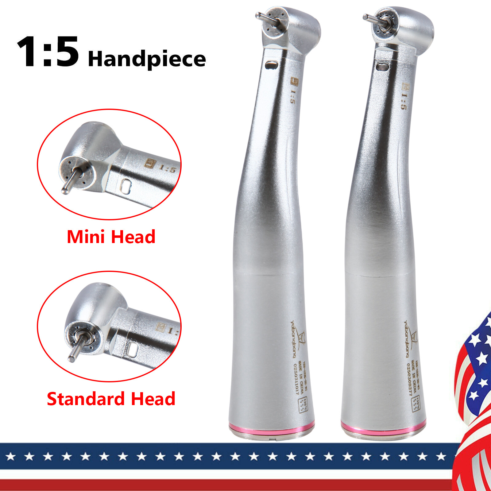 US Dental 1:5 Increasing Fiber Optic Contra Angle Handpiece fit E-type Stan/Mini