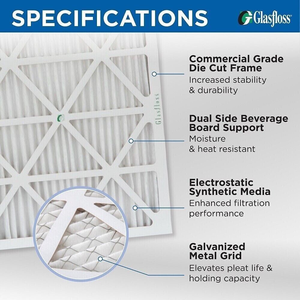 Glasfloss ZL 18x25x2 MERV 10 (FPR 7) Pleated HVAC Air Filters. Case of 12