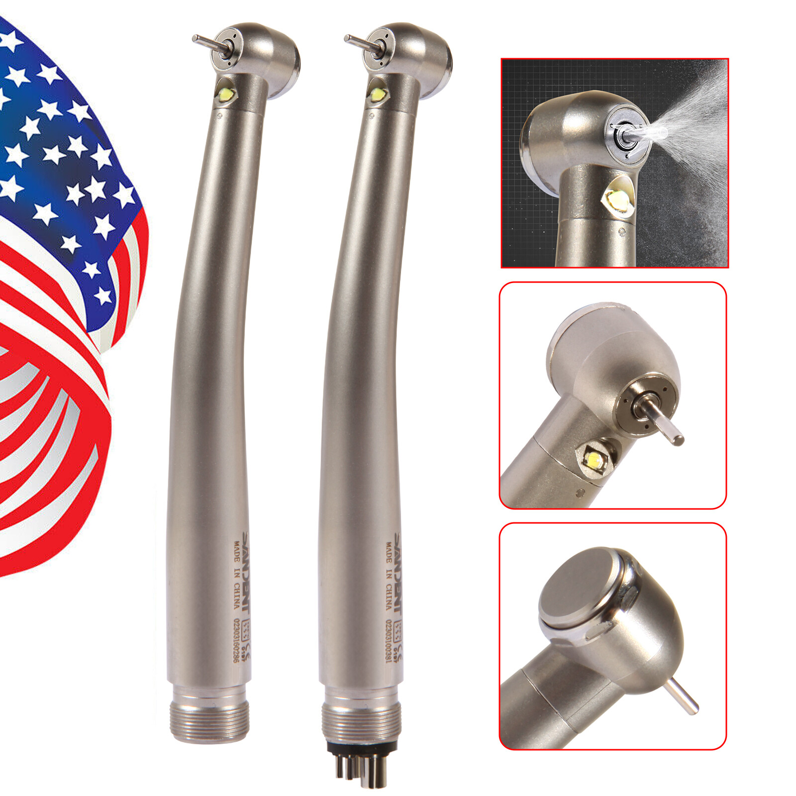 NSK Type Dental PANA Max High Speed LED Handpieces Internal Triple Spray Push CE
