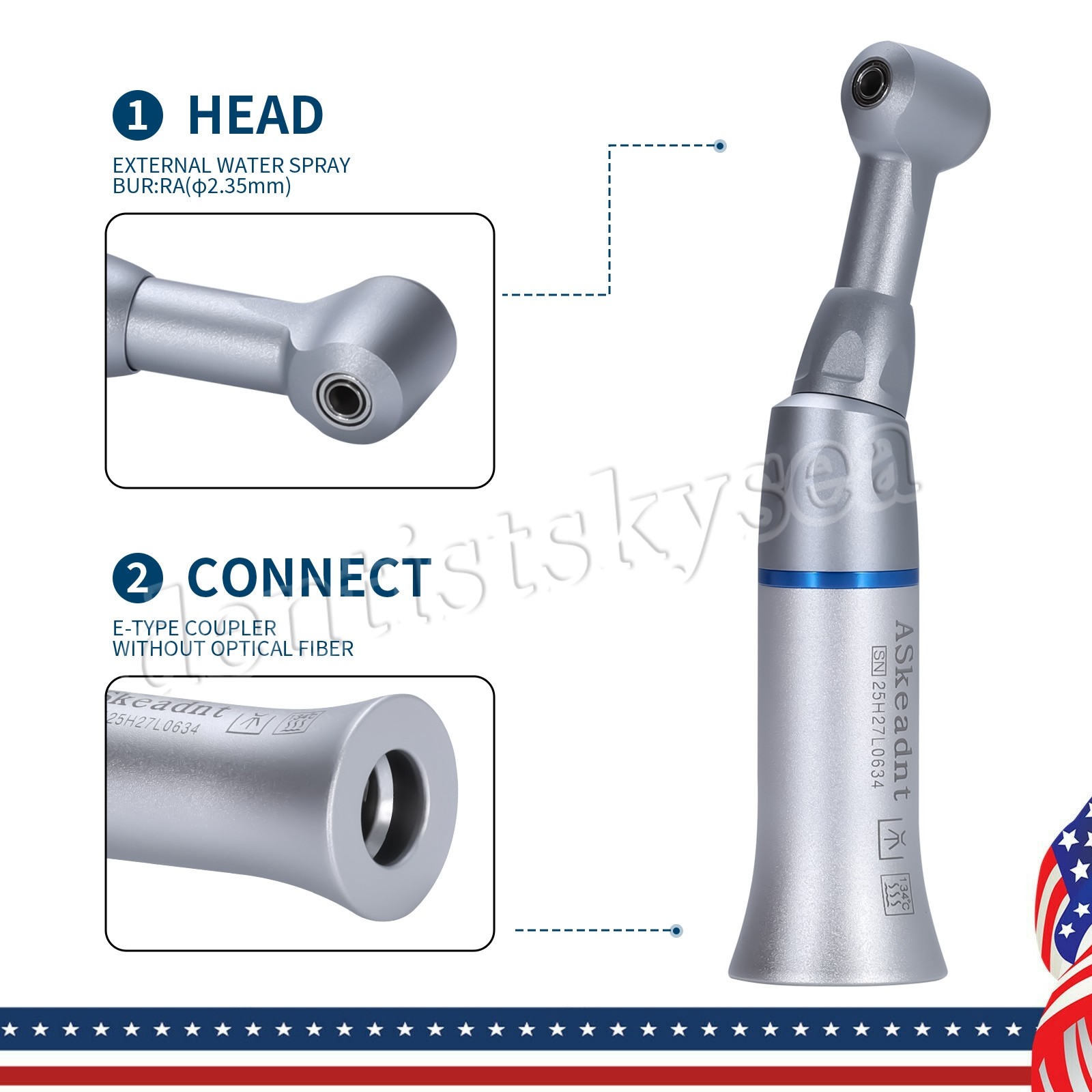 Dental Low Speed Contra Angle Handpiece fit NSK E-type Motor 135°C Autoclave wl#