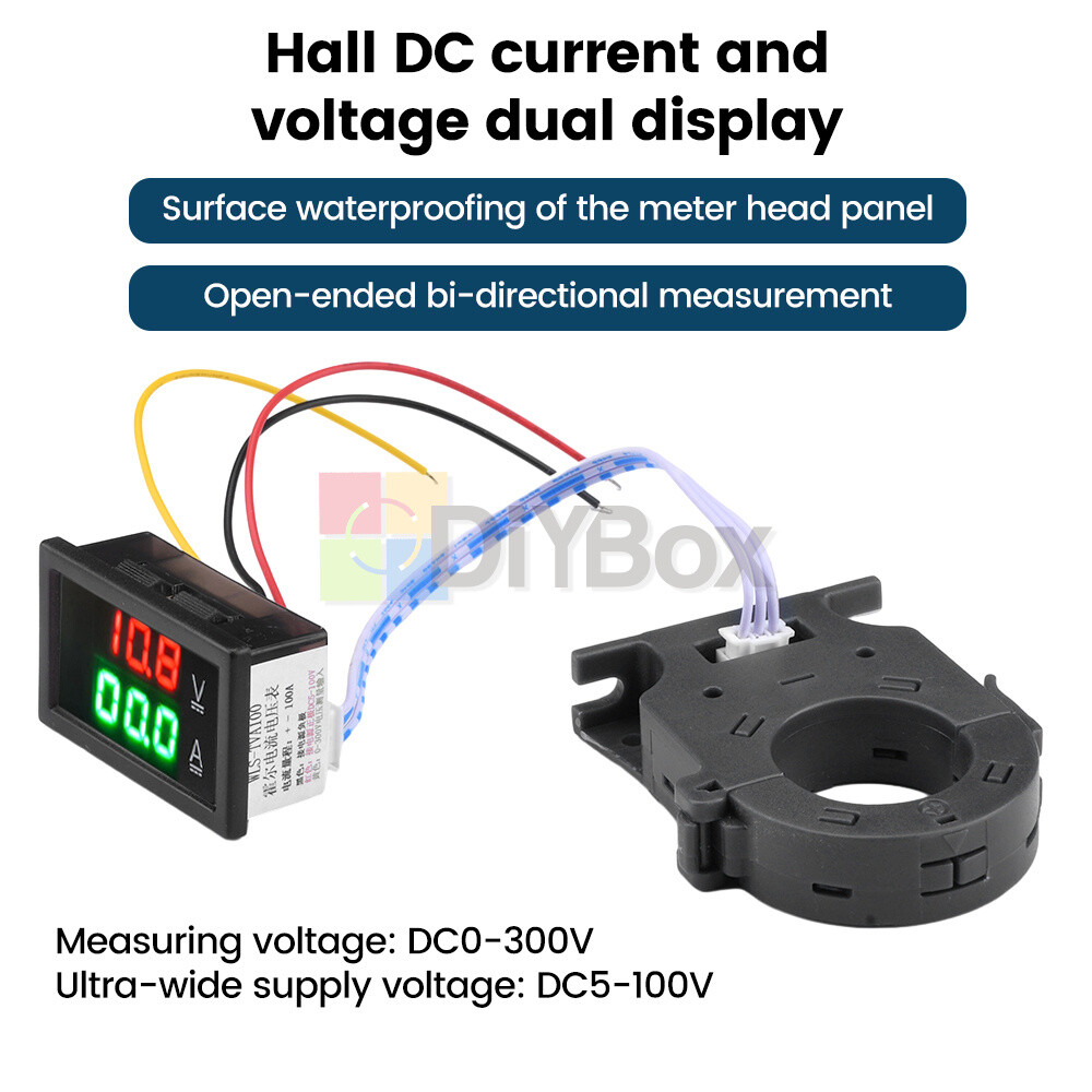 DC0-300V 50/100/200/400A Digital Current Voltage Meter Hall Ammeter Voltmeter