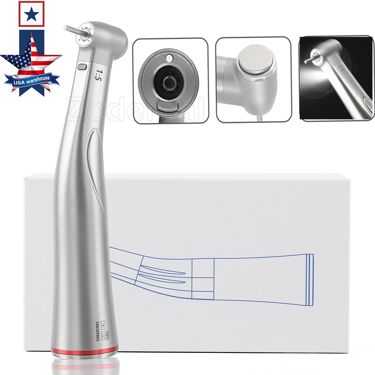 Dental 1:5 Increasing LED Fiber Optic Electric Contra Angle Handpiece Internal
