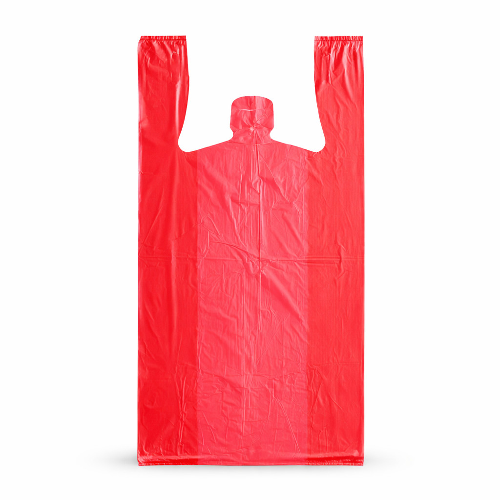 1/6 Large Red T-Shirt Bags 0.51 Mil 21×11.5×6.5 Plastic Grocery Retail Bulk