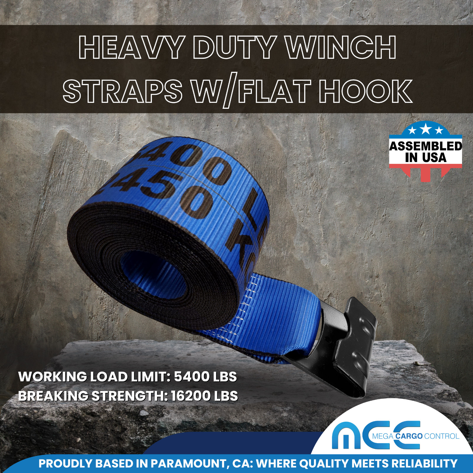 USA Heavy Duty 4″ x40′ Winch Strap Flat Hook Flatbed Truck Trailer Farm Tie Down