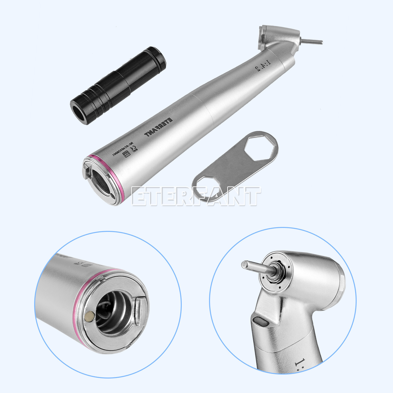 ETERFANT Dental 1:1 /1:4.2 Optic Fiber LED Contra Angle Straight Nose Handpiece