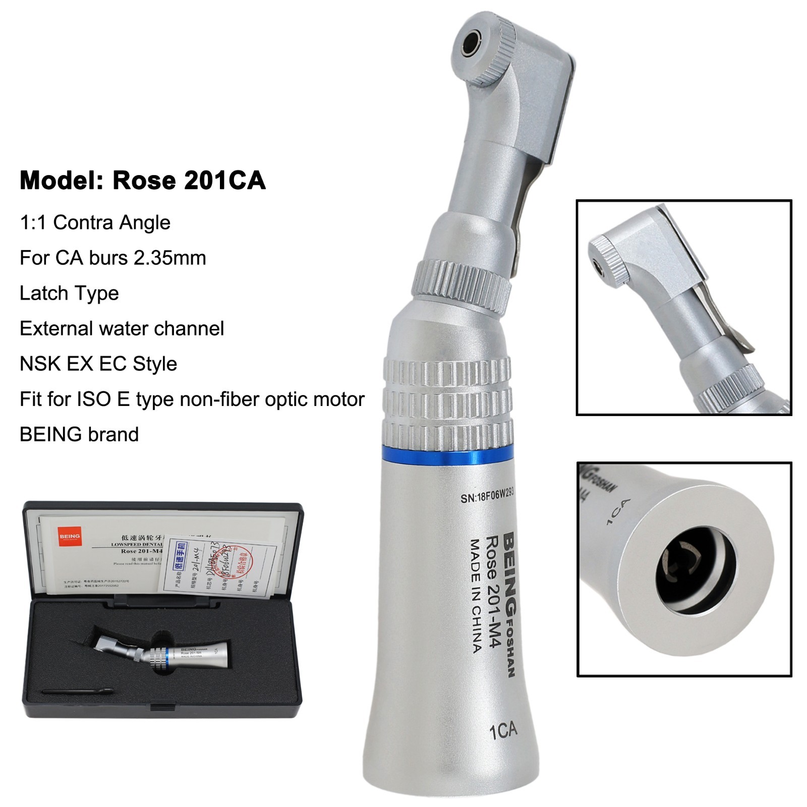 BEING Dental Contra Angle Straight Handpiece Air Motor 4 Hole Low Speed NSK KAVO