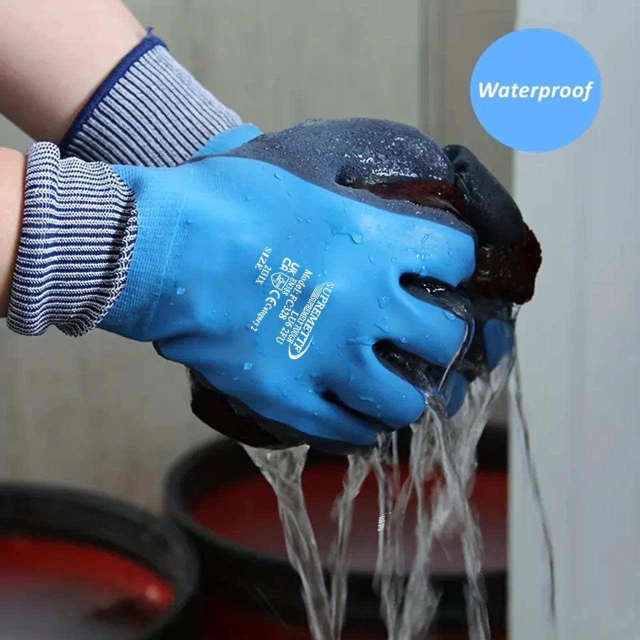 Waterproof Work Gloves Latex Coated Safety Grip For Builders Garden Unisex