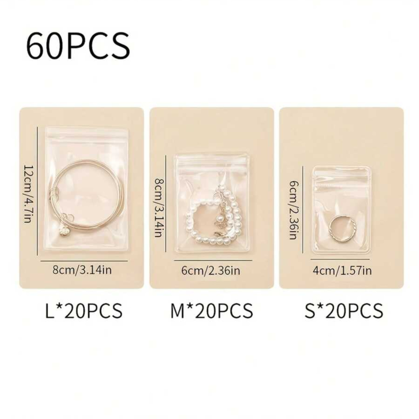 Transparent Jewelry Zipper Bags Rustproof Self-Sealing Waterproof Plastic Pouch