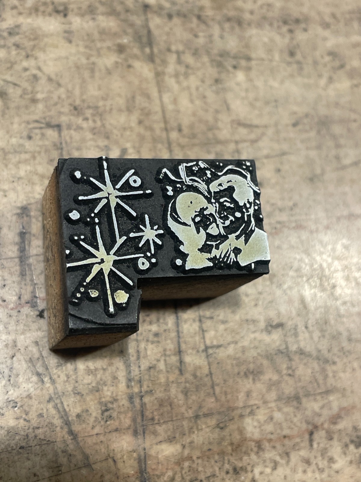 Printing Letterpress Printers Block Couple In Love / Sparks / Valentine (2230)