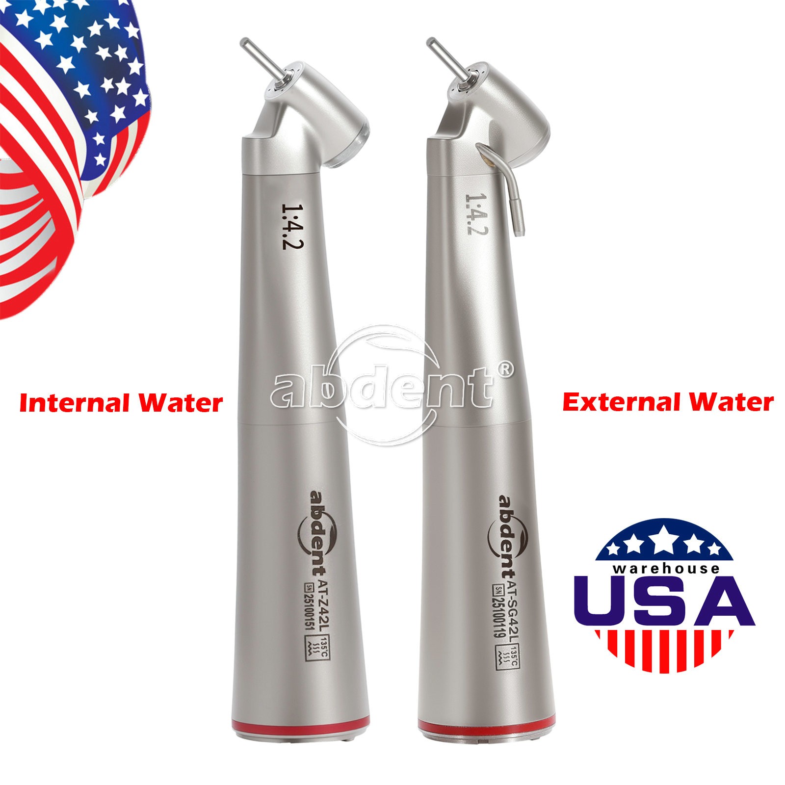 abdent Dental 1:4.2 45° Electric Fiber Optic Contra Angle Surgical Handpiece ds