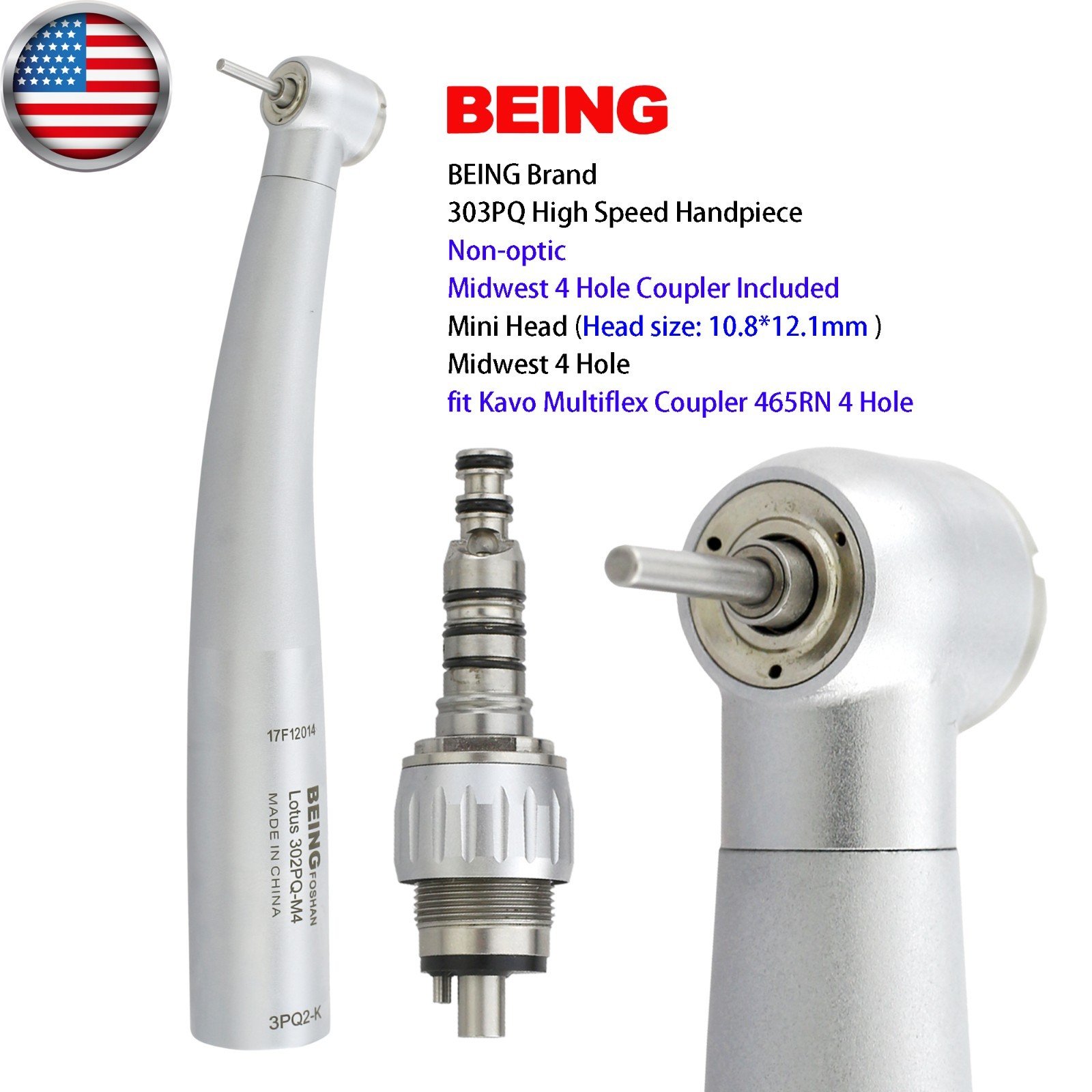 BEING High Speed Handpiece Fiber Optic Surgical 45° Angle KaVo Multiflex Coupler