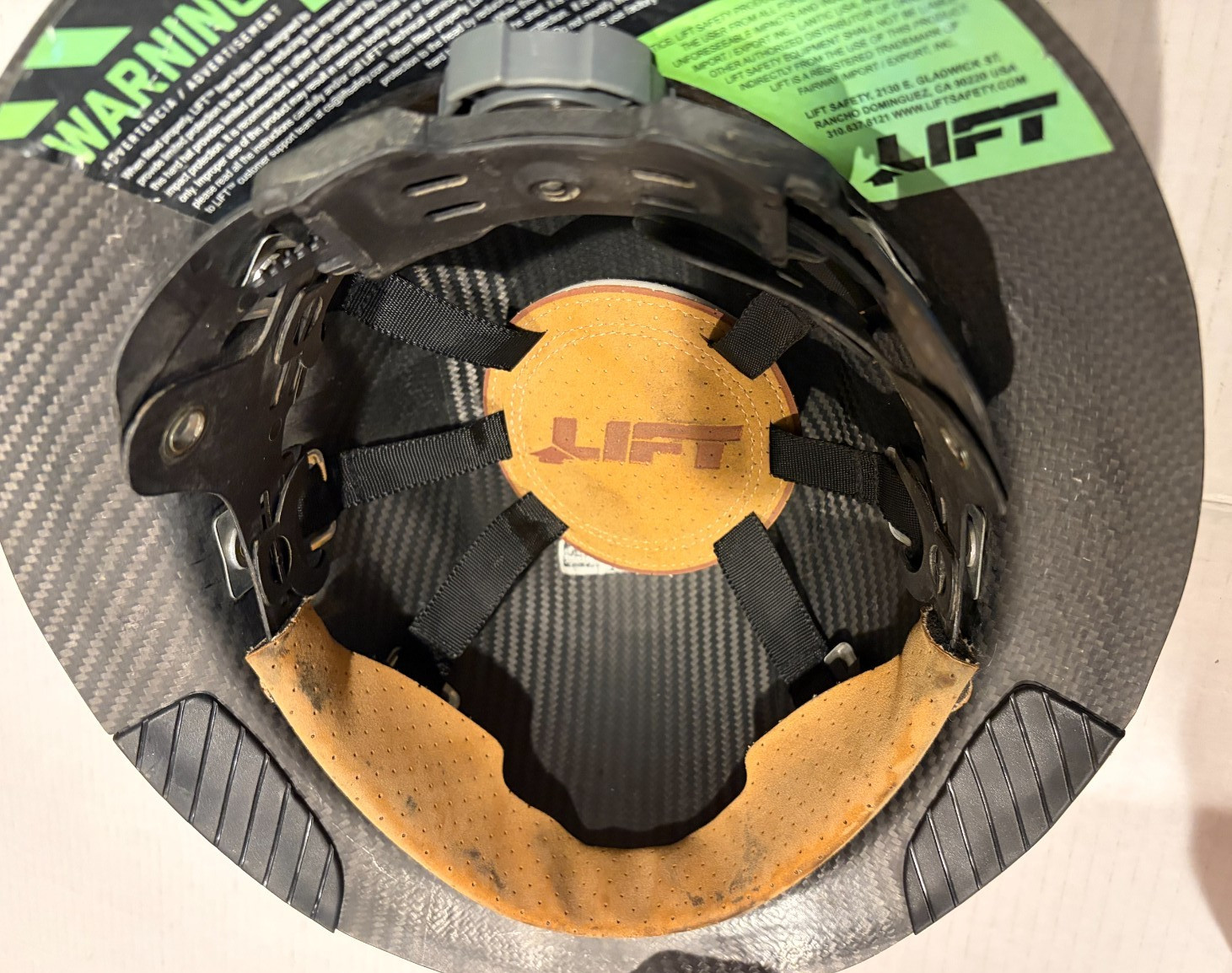 LIFT Safety Dax Fifty 50 Carbon Fiber Full Brim Hard Hat Orange Black Used LOOK