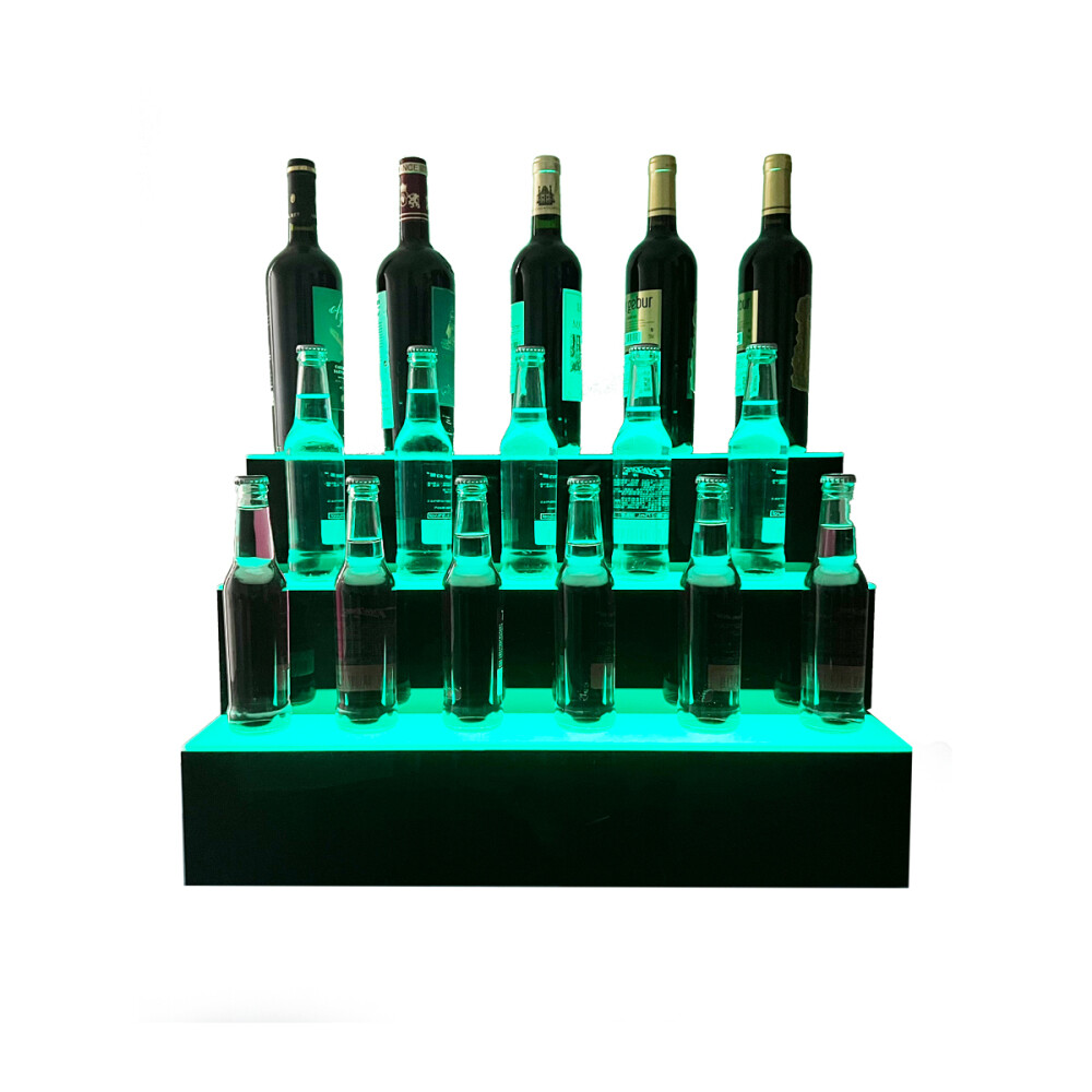 31″MultiColor LED Lighted Liquor Bottle Display 3 Tier for Home Commercial Bar