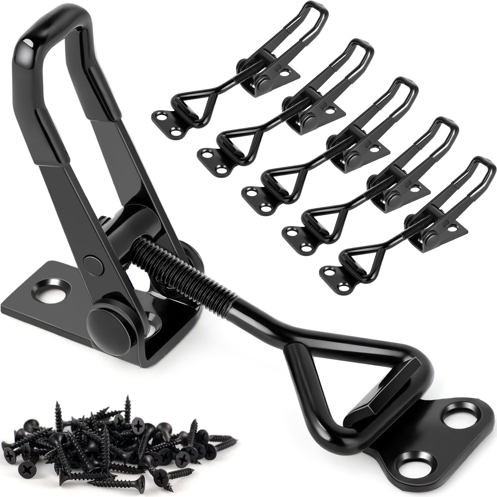 6 Pack Adjustable Toggle Latches 330Lbs HeavyDuty Black Metal for Smoker Door T