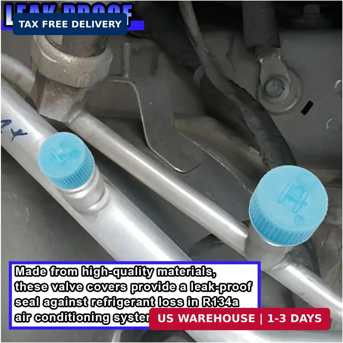 Car A/C Valve Core Cap, AC System Charging Port Seal Caps, Leakproof High & Low