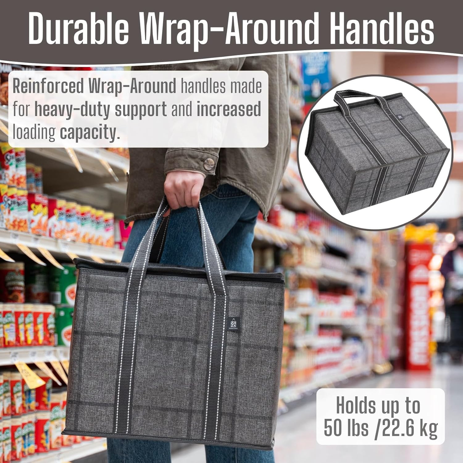 VENO 2 Pack Cooler Bag and Insulated Grocery Bags for Food Delivery, Collapsible
