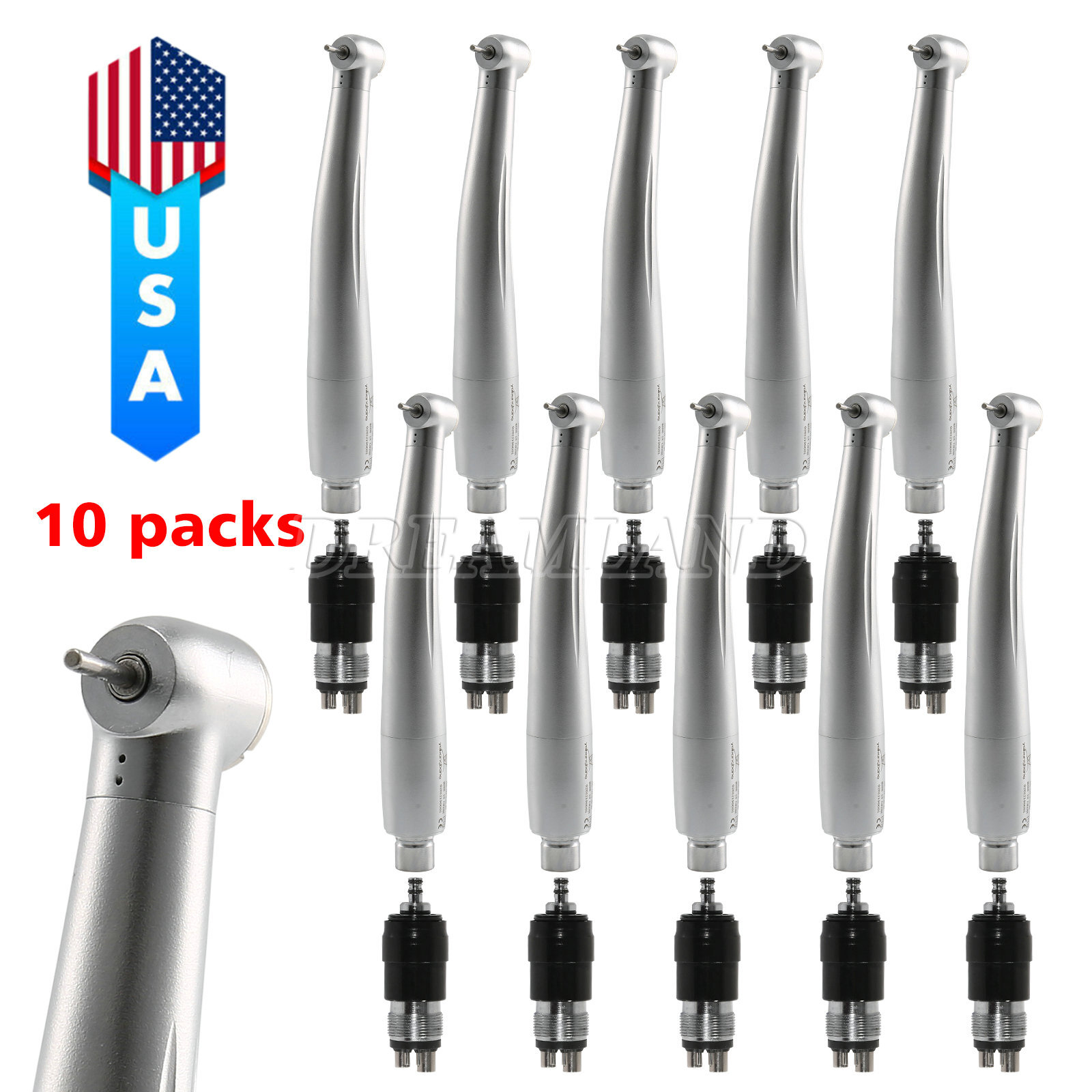 10pcs/1pc NSK Style Dental High Speed Turbine Handpiece with 4 Hole Coupling