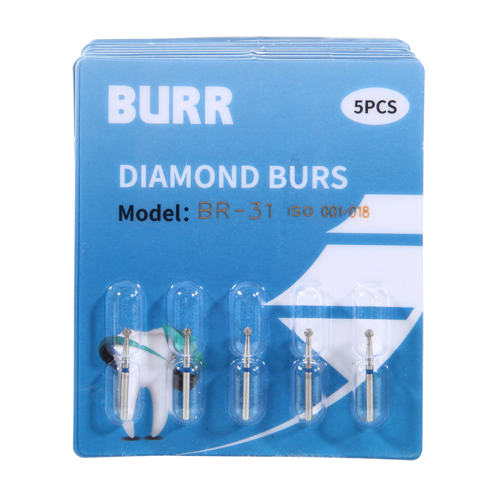 0.99 5Pcs Diamond Burs for High Speed Handpiece FG1.60mm Polishing Burs