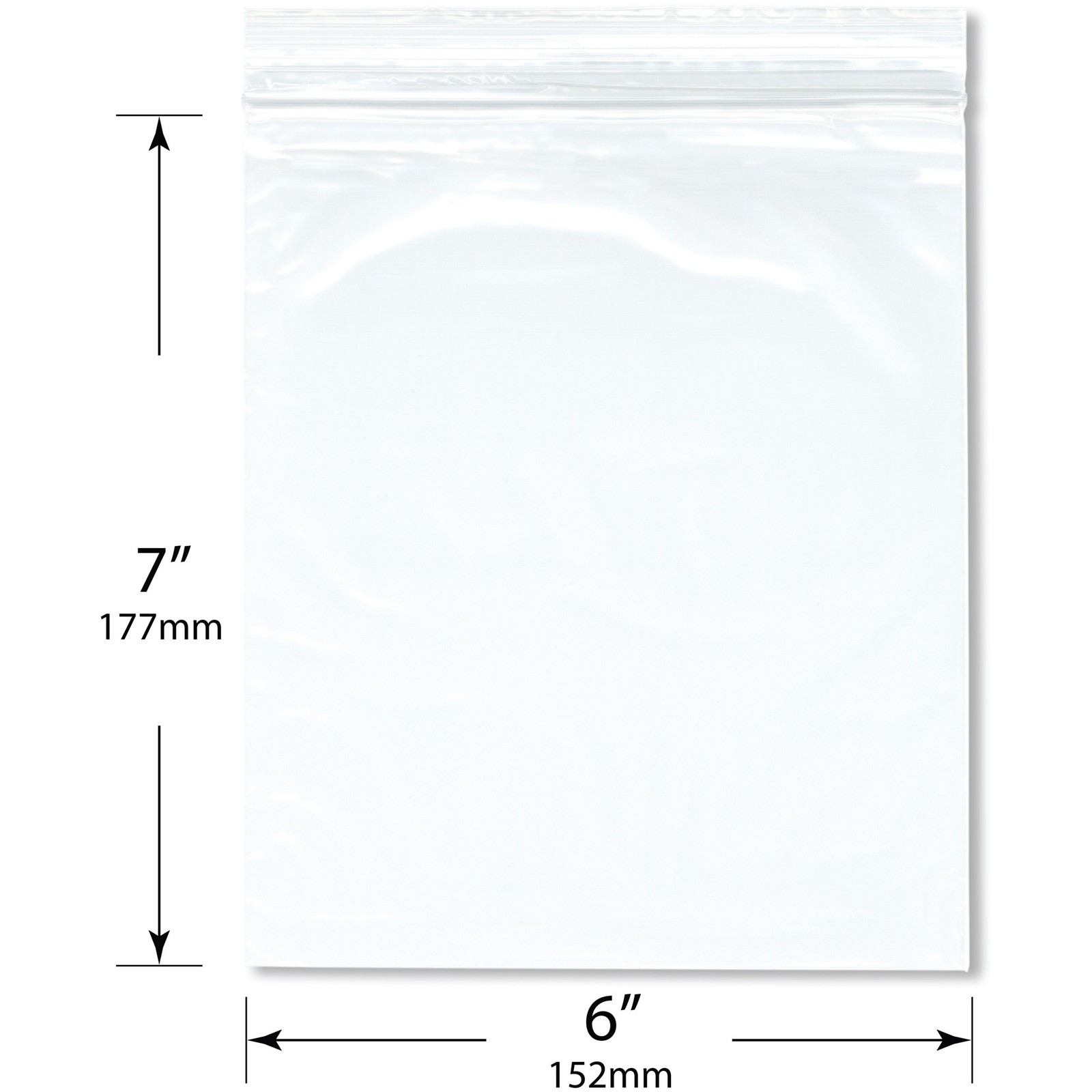 Plymor 6″ x 7″, 2 Mil Zipper Reclosable Plastic Bags