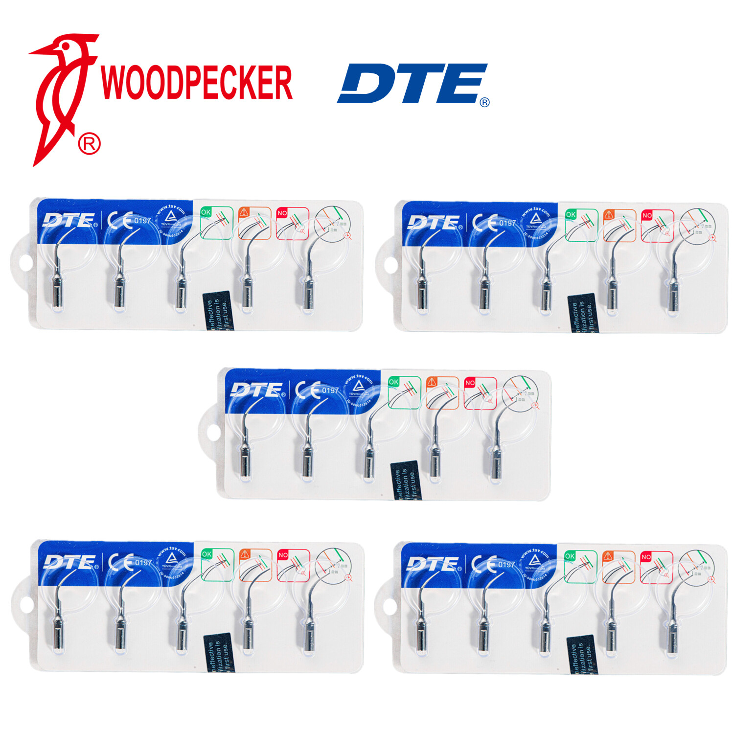 Woodpecker DTE Dental Ultrasonic Scaler Tips Kit GD1*2 GD2 GD4 PD1 Assorted