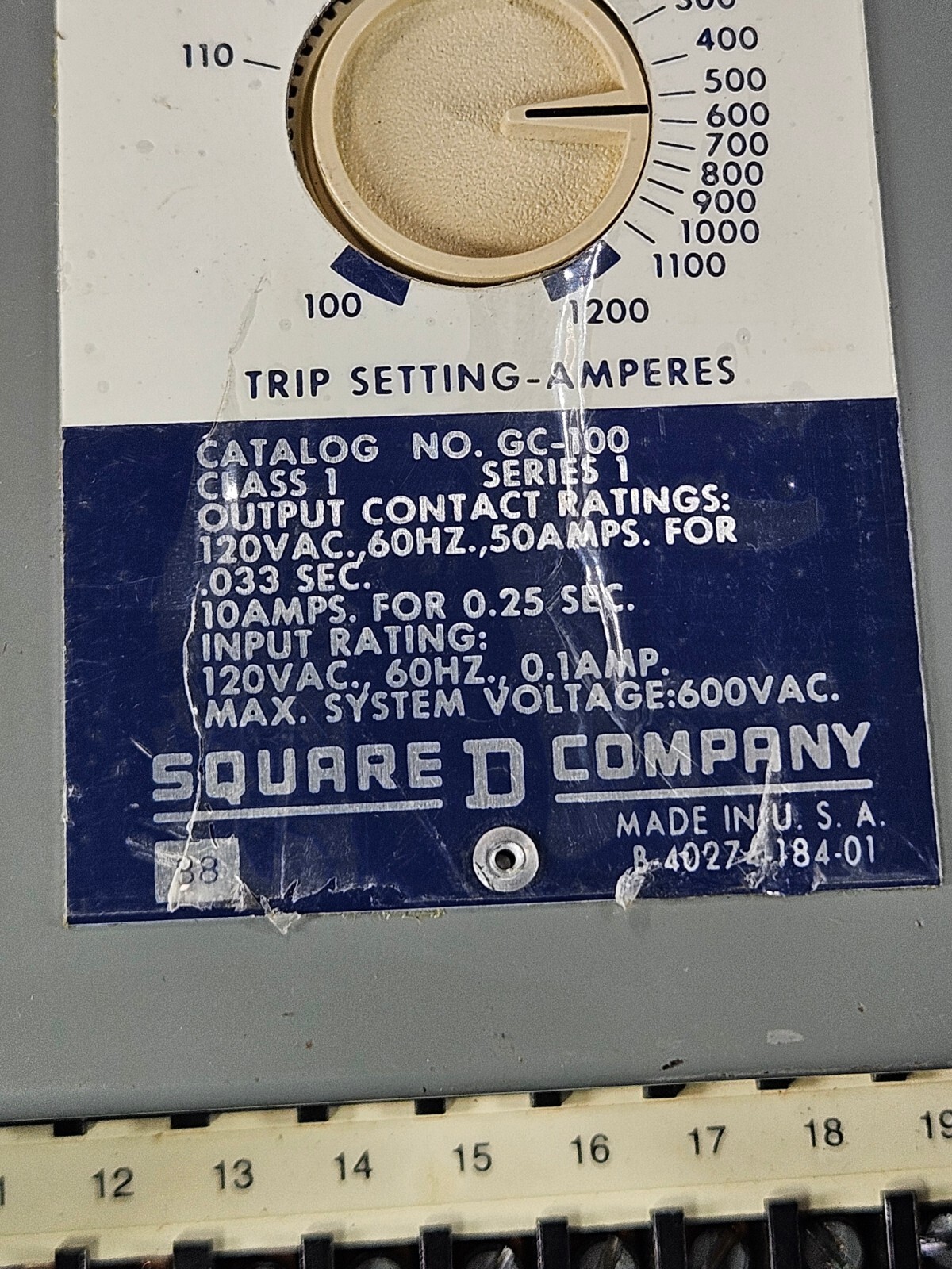Square D Ground-Censor Type GC Ground Fault Relay No GC-100 120V FAST SHIP!?✅