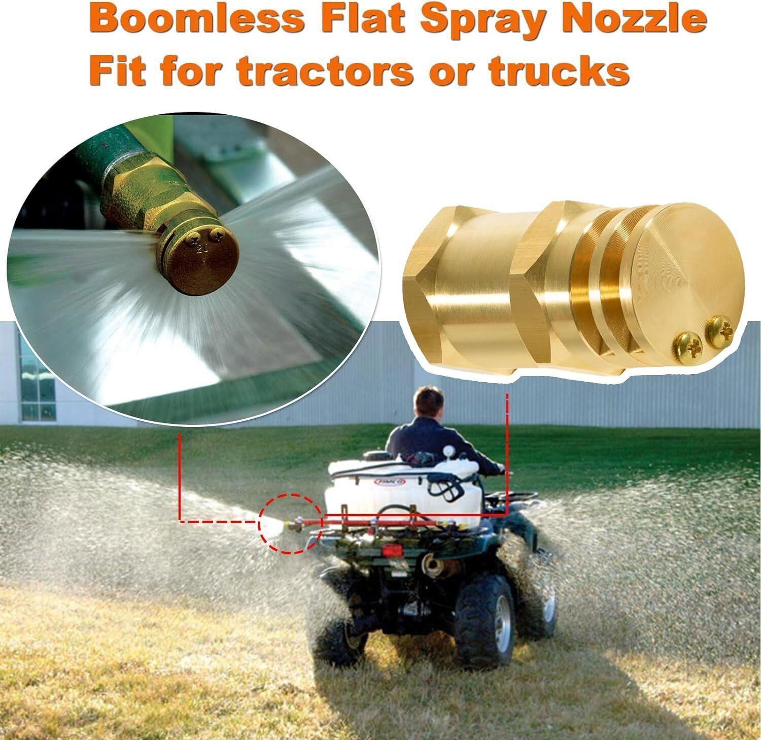 Boomless Spray Nozzle w/90°&180°Caps 1/2″FPT #5 Brass 40PSI 2.0GPM Agricultural